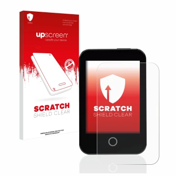 Parte frontale di una confezione del prodotto con il logo del marchio upscreen. Accanto è raffigurato il dispositivo Medtrum T