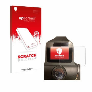 Parte frontale di una confezione del prodotto con il logo del marchio upscreen. Accanto è raffigurato il dispositivo Motocaddy