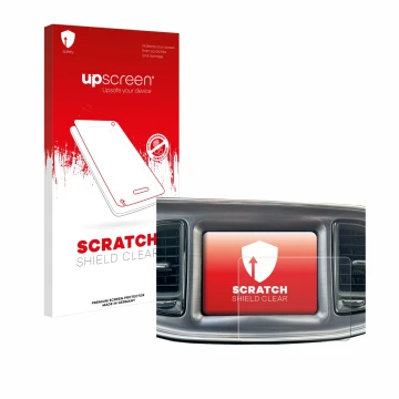 Parte frontale di una confezione del prodotto con il logo del marchio upscreen. Accanto è raffigurato il dispositivo Dodge Cha
