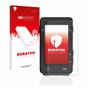 Parte frontale di una confezione del prodotto con il logo del marchio upscreen. Accanto è raffigurato il dispositivo iGPSPORT 