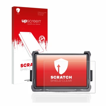 Parte frontale di una confezione del prodotto con il logo del marchio upscreen. Accanto è raffigurato il dispositivo DJI Trans