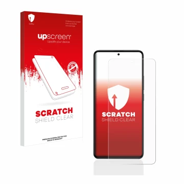 Parte frontale di una confezione del prodotto con il logo del marchio upscreen. Accanto è raffigurato il dispositivo Xiaomi Po