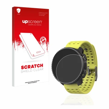 Parte frontale di una confezione del prodotto con il logo del marchio upscreen. Accanto è raffigurato il dispositivo Suunto Ve