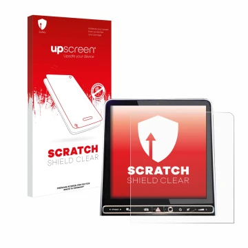 Parte frontale di una confezione del prodotto con il logo del marchio upscreen. Accanto è raffigurato il dispositivo Mercedes-