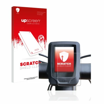 Parte frontale di una confezione del prodotto con il logo del marchio upscreen. Accanto è raffigurato il dispositivo Specializ