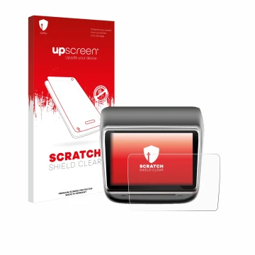 Parte frontale di una confezione del prodotto con il logo del marchio upscreen. Accanto è raffigurato il dispositivo Tesla Mod