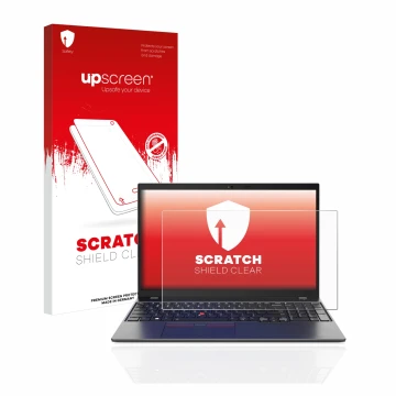Parte frontale di una confezione del prodotto con il logo del marchio upscreen. Accanto è raffigurato il dispositivo Lenovo Th