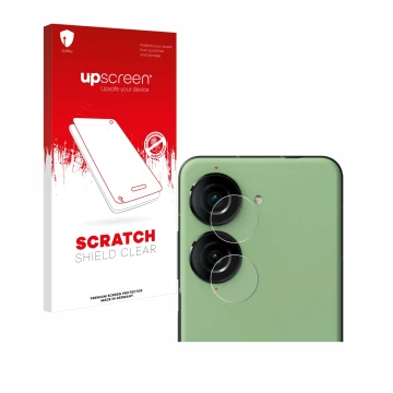 Parte frontale di una confezione del prodotto con il logo del marchio upscreen. Accanto è raffigurato il dispositivo ASUS ZenF