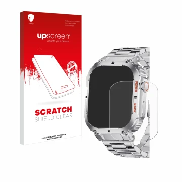 Parte frontale di una confezione del prodotto con il logo del marchio upscreen. Accanto è raffigurato il dispositivo LIGE K-57