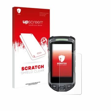 Parte frontale di una confezione del prodotto con il logo del marchio upscreen. Accanto è raffigurato il dispositivo Keyence B