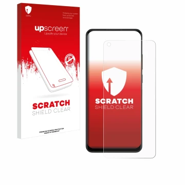Parte frontale di una confezione del prodotto con il logo del marchio upscreen. Accanto è raffigurato il dispositivo Oppo A78 