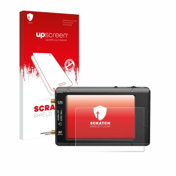 Parte frontale di una confezione del prodotto con il logo del marchio upscreen. Accanto è raffigurato il dispositivo tinySA ul