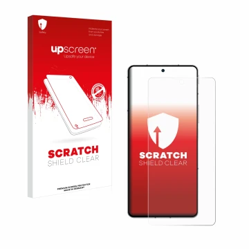 Parte frontale di una confezione del prodotto con il logo del marchio upscreen. Accanto è raffigurato il dispositivo ZTE Nubia