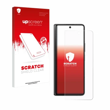 Parte frontale di una confezione del prodotto con il logo del marchio upscreen. Accanto è raffigurato il dispositivo Samsung G
