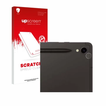 Parte frontale di una confezione del prodotto con il logo del marchio upscreen. Accanto è raffigurato il dispositivo Samsung G