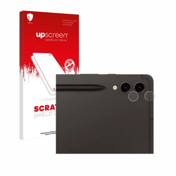 Parte frontale di una confezione del prodotto con il logo del marchio upscreen. Accanto è raffigurato il dispositivo Samsung G