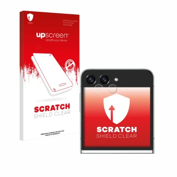 Parte frontale di una confezione del prodotto con il logo del marchio upscreen. Accanto è raffigurato il dispositivo Samsung G