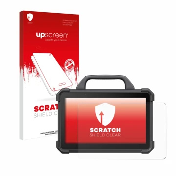Parte frontale di una confezione del prodotto con il logo del marchio upscreen. Accanto è raffigurato il dispositivo Launch X-