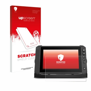 Parte frontale di una confezione del prodotto con il logo del marchio upscreen. Accanto è raffigurato il dispositivo Lowrance 