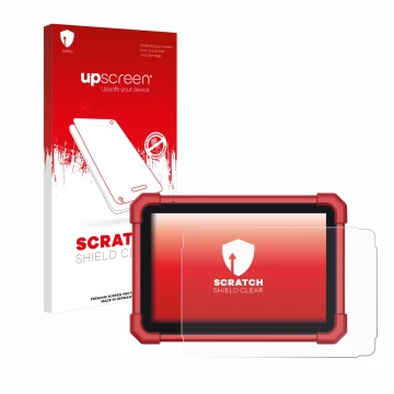 Parte frontale di una confezione del prodotto con il logo del marchio upscreen. Accanto è raffigurato il dispositivo Launch X-