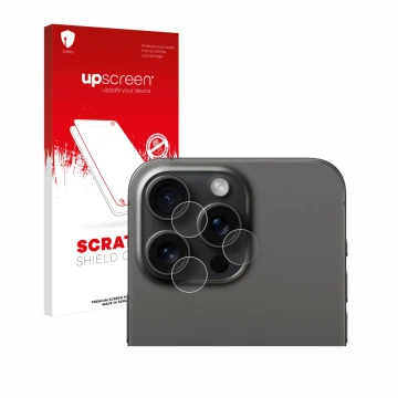 Parte frontale di una confezione del prodotto con il logo del marchio upscreen. Accanto è raffigurato il dispositivo Apple iPh