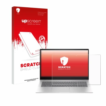 Parte frontale di una confezione del prodotto con il logo del marchio upscreen. Accanto è raffigurato il dispositivo HP Envy 1