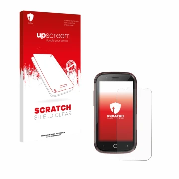 Parte frontale di una confezione del prodotto con il logo del marchio upscreen. Accanto è raffigurato il dispositivo Unihertz 