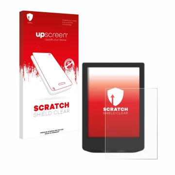 Parte frontale di una confezione del prodotto con il logo del marchio upscreen. Accanto è raffigurato il dispositivo PocketBoo