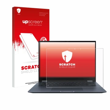 Parte frontale di una confezione del prodotto con il logo del marchio upscreen. Accanto è raffigurato il dispositivo ASUS Vivo