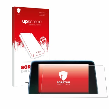 Parte frontale di una confezione del prodotto con il logo del marchio upscreen. Accanto è raffigurato il dispositivo Peugeot 3