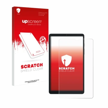 Parte frontale di una confezione del prodotto con il logo del marchio upscreen. Accanto è raffigurato il dispositivo Blackview