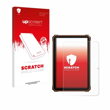 Parte frontale di una confezione del prodotto con il logo del marchio upscreen. Accanto è raffigurato il dispositivo Blackview