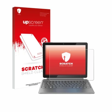 Parte frontale di una confezione del prodotto con il logo del marchio upscreen. Accanto è raffigurato il dispositivo Alldocube