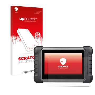 Parte frontale di una confezione del prodotto con il logo del marchio upscreen. Accanto è raffigurato il dispositivo Autel Max