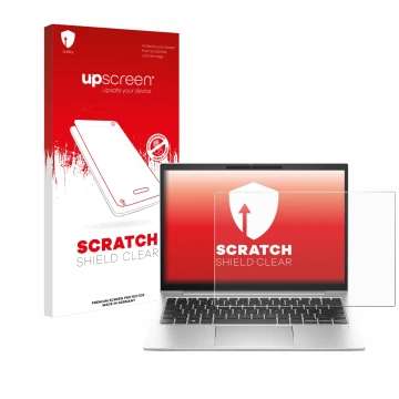 Parte frontale di una confezione del prodotto con il logo del marchio upscreen. Accanto è raffigurato il dispositivo HP EliteB