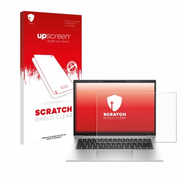 Parte frontale di una confezione del prodotto con il logo del marchio upscreen. Accanto è raffigurato il dispositivo HP EliteB