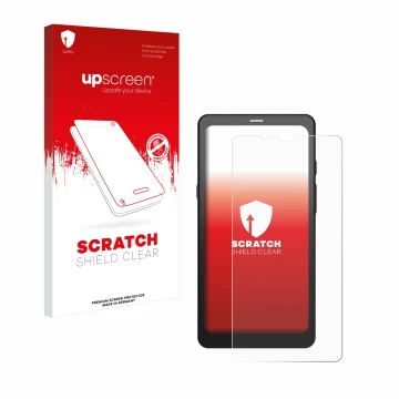 Parte frontale di una confezione del prodotto con il logo del marchio upscreen. Accanto è raffigurato il dispositivo Boox Palm