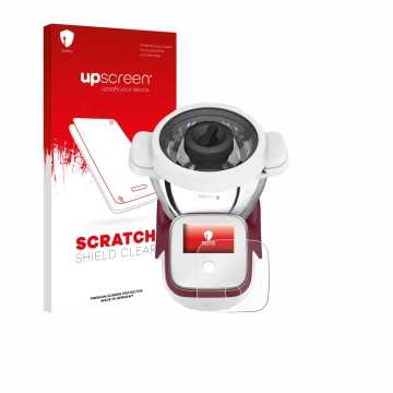 Parte frontale di una confezione del prodotto con il logo del marchio upscreen. Accanto è raffigurato il dispositivo Moulinex 