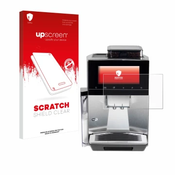 Parte frontale di una confezione del prodotto con il logo del marchio upscreen. Accanto è raffigurato il dispositivo Siemens E
