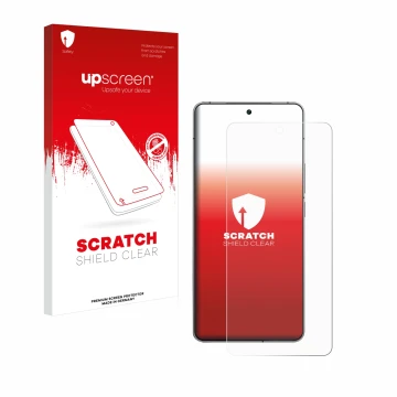 Parte frontale di una confezione del prodotto con il logo del marchio upscreen. Accanto è raffigurato il dispositivo Vivo iQOO