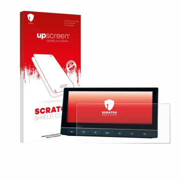 Parte frontale di una confezione del prodotto con il logo del marchio upscreen. Accanto è raffigurato il dispositivo MG 5 IPS-