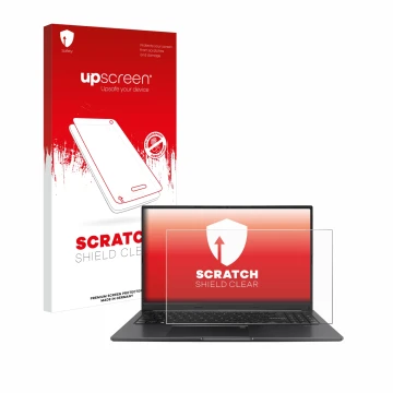 Parte frontale di una confezione del prodotto con il logo del marchio upscreen. Accanto è raffigurato il dispositivo ASUS Vivo