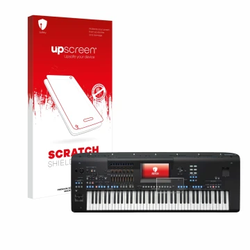 Parte frontale di una confezione del prodotto con il logo del marchio upscreen. Accanto è raffigurato il dispositivo Yamaha Ge