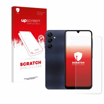 Parte frontale di una confezione del prodotto con il logo del marchio upscreen. Accanto è raffigurato il dispositivo Samsung G