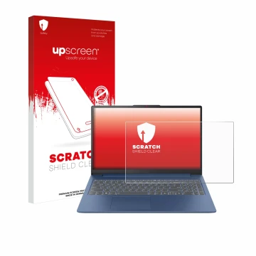 Parte frontale di una confezione del prodotto con il logo del marchio upscreen. Accanto è raffigurato il dispositivo Lenovo Id
