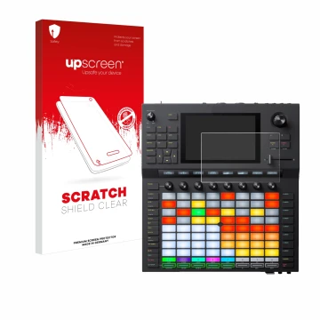 Parte frontale di una confezione del prodotto con il logo del marchio upscreen. Accanto è raffigurato il dispositivo Akai Forc