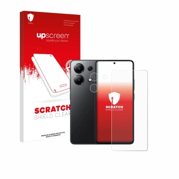 Parte frontale di una confezione del prodotto con il logo del marchio upscreen. Accanto è raffigurato il dispositivo Xiaomi Re
