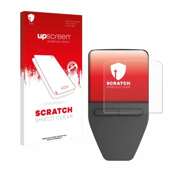 Parte frontale di una confezione del prodotto con il logo del marchio upscreen. Accanto è raffigurato il dispositivo Trezor Sa