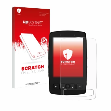 Parte frontale di una confezione del prodotto con il logo del marchio upscreen. Accanto è raffigurato il dispositivo TwoNav Av