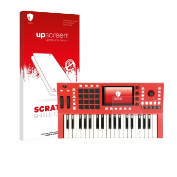 Parte frontale di una confezione del prodotto con il logo del marchio upscreen. Accanto è raffigurato il dispositivo Akai Prof